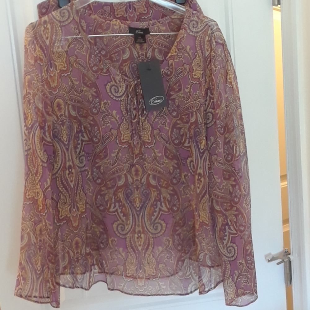 NWT Emme Silk Paisley Blouse